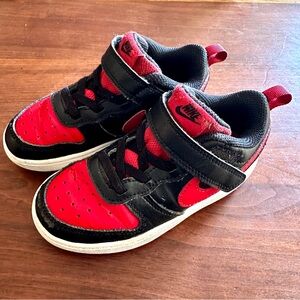 Nike Kids Court Borough Low Red & Black Leather Size 9C